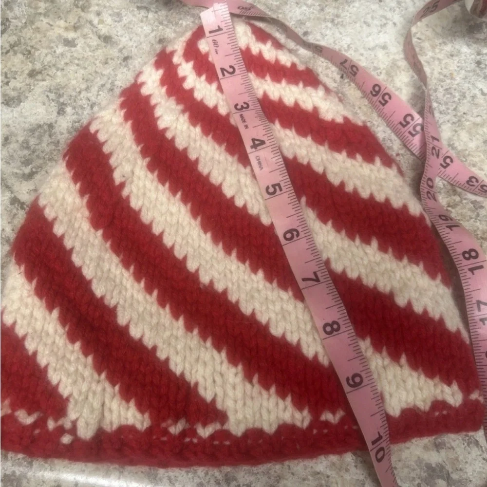 Vintage Y2K 2003 Gap Kids 100 Lambswool Beanie Hat Holiday Red Stripe Winter